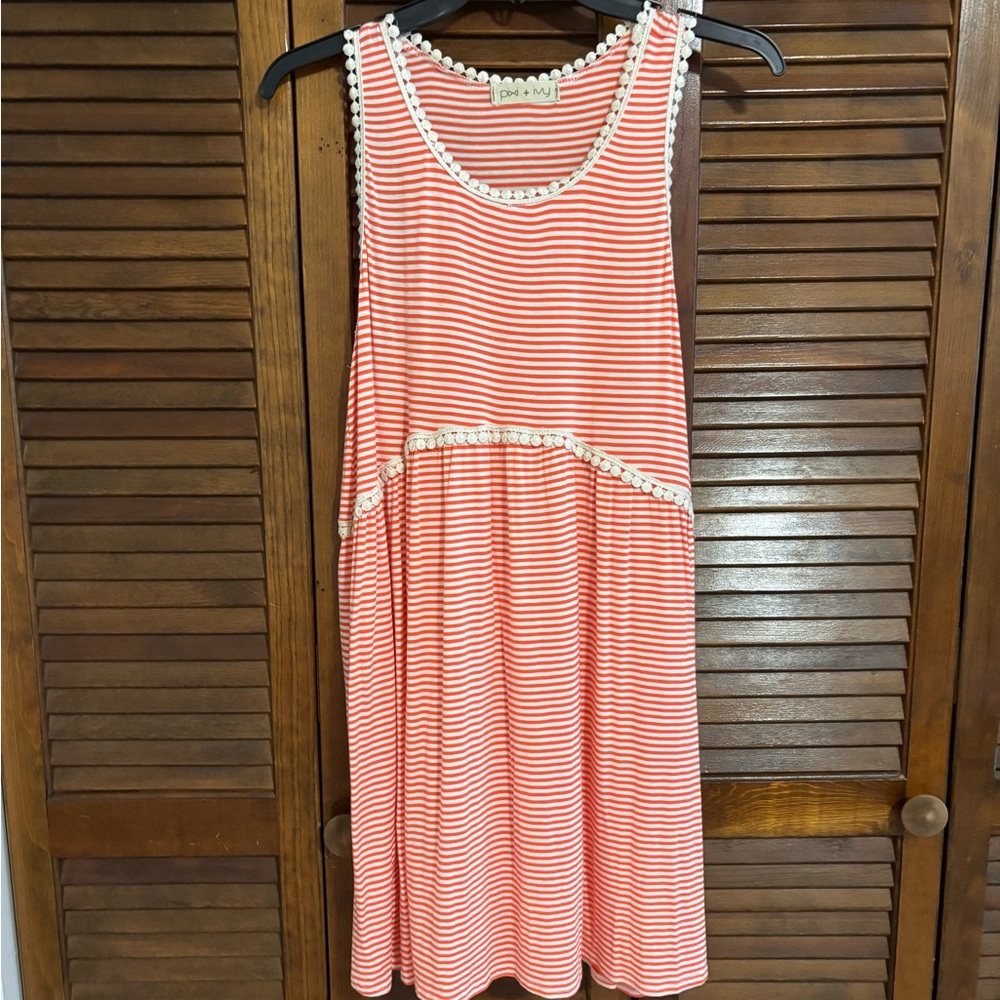 Orange and  White Mini Dress